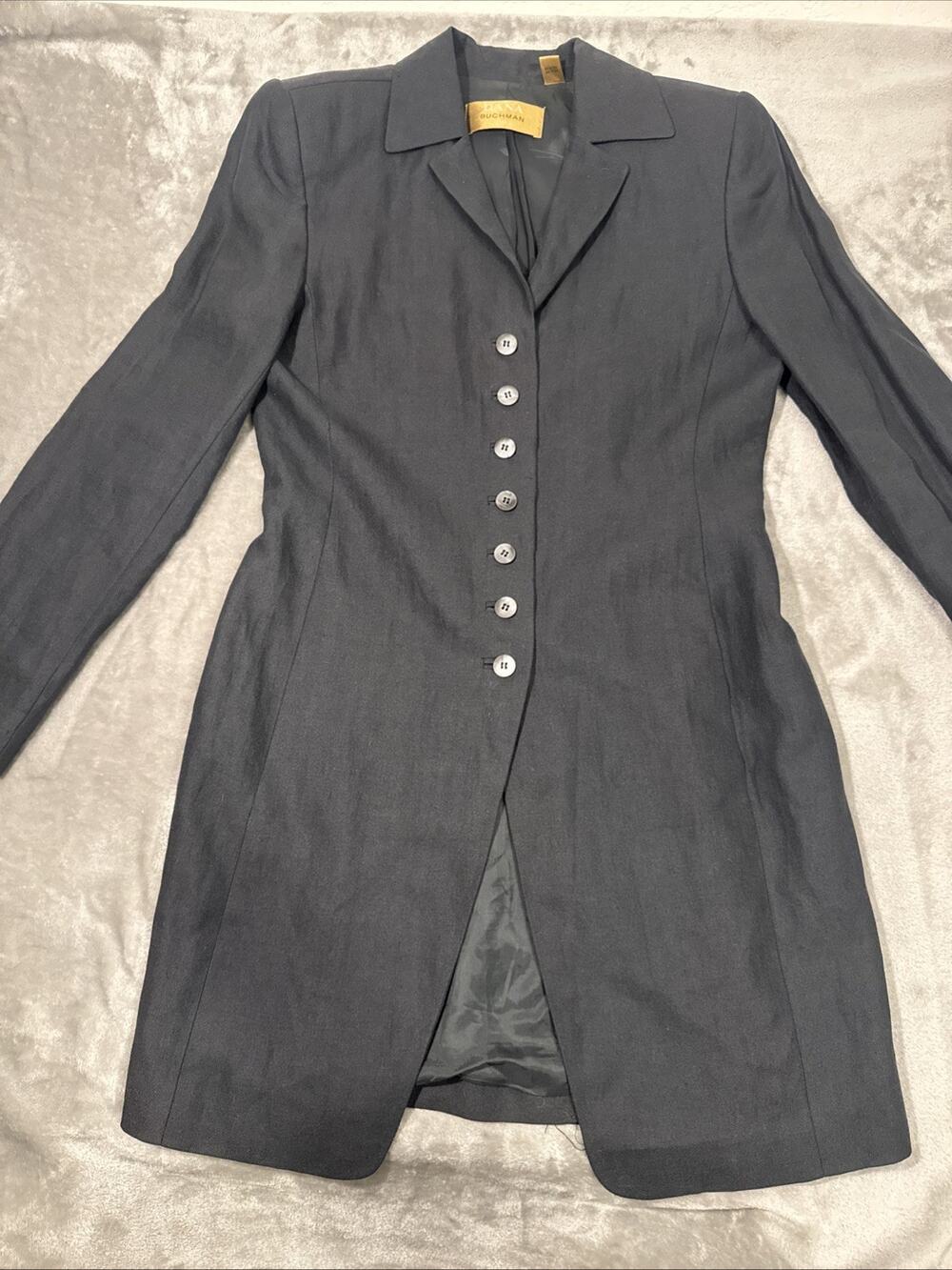 Dana Buchman Longer Black Blazer Womans Size 6 Multi Button Gothic Steam Jacket